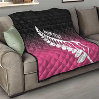 Pink Silver Fern Spirit Taniko Tukutuku Personalised Quilt LT9 - Polynesian Pride