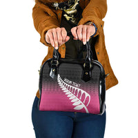 Pink Silver Fern Spirit Taniko Tukutuku Personalised Shoulder Handbag LT9 One Size Pink - Polynesian Pride