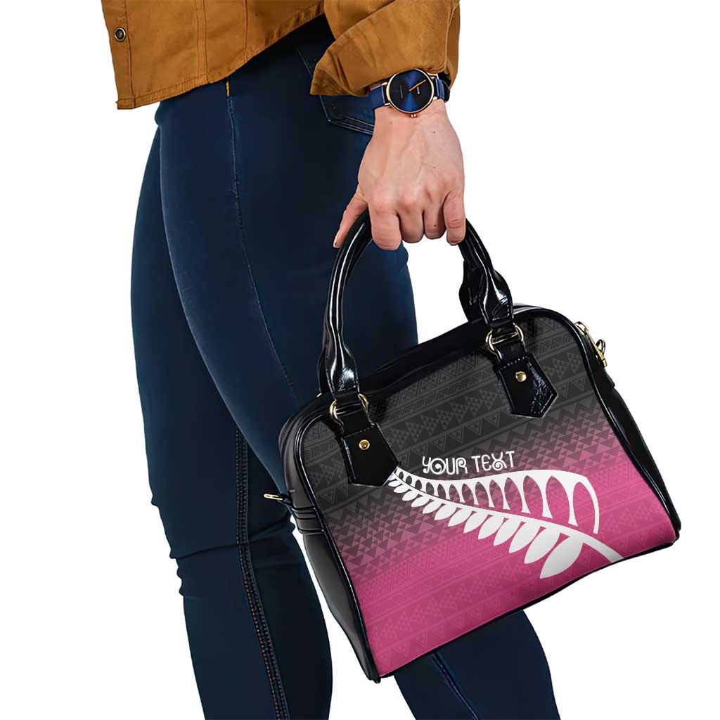Pink Silver Fern Spirit Taniko Tukutuku Personalised Shoulder Handbag LT9 - Polynesian Pride