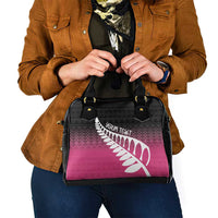 Pink Silver Fern Spirit Taniko Tukutuku Personalised Shoulder Handbag LT9 - Polynesian Pride