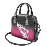 Pink Silver Fern Spirit Taniko Tukutuku Personalised Shoulder Handbag LT9 - Polynesian Pride