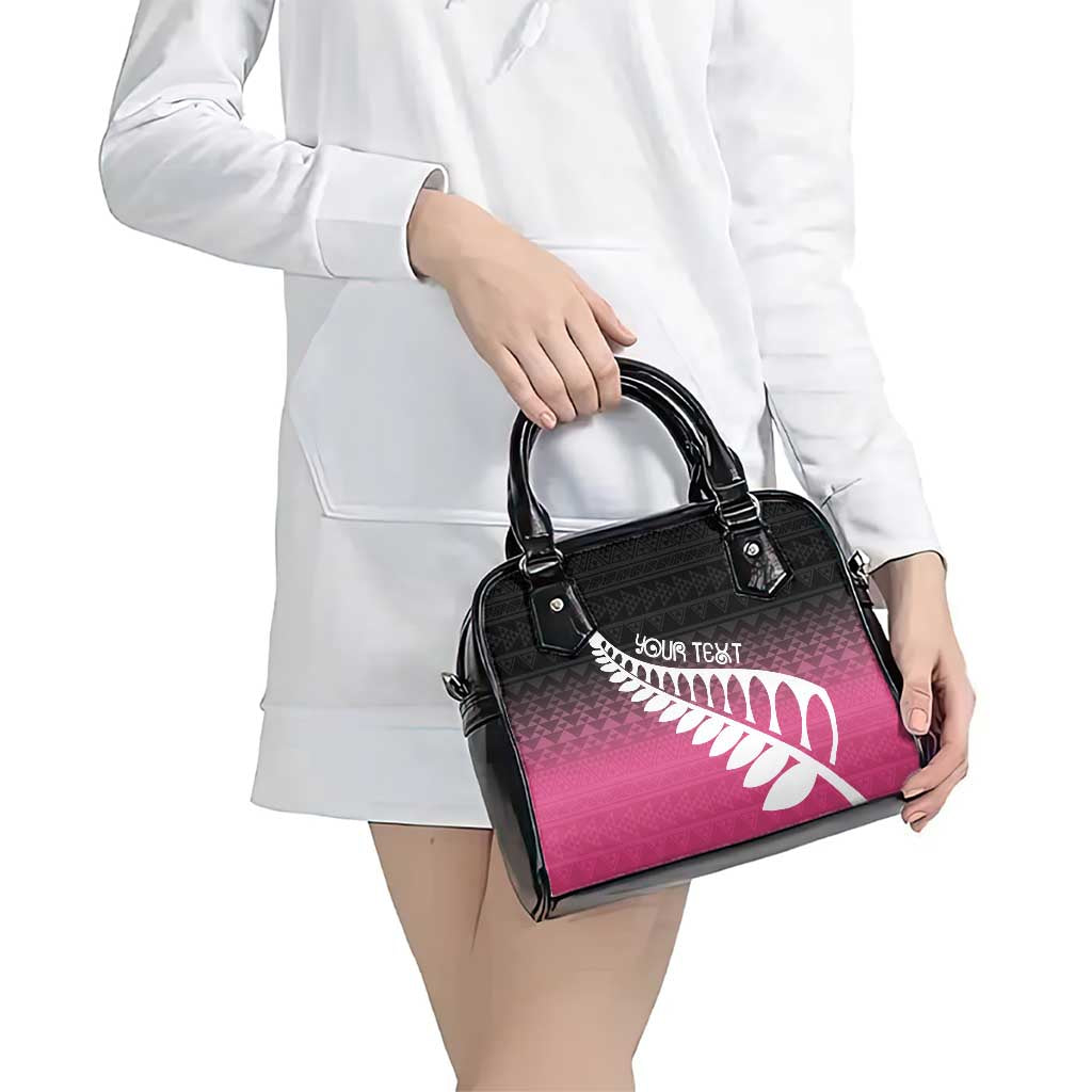 Pink Silver Fern Spirit Taniko Tukutuku Personalised Shoulder Handbag LT9 - Polynesian Pride