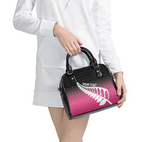Pink Silver Fern Spirit Taniko Tukutuku Personalised Shoulder Handbag LT9 - Polynesian Pride