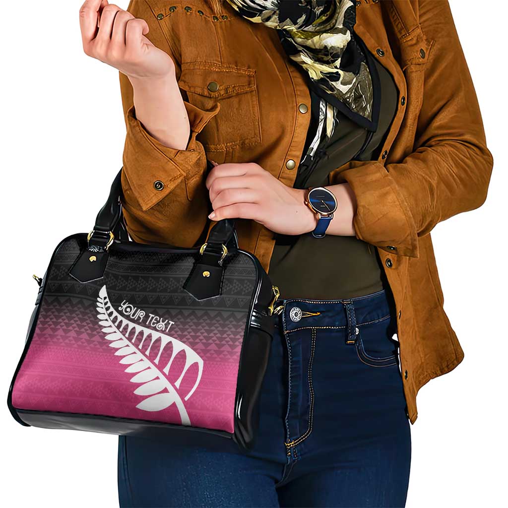 Pink Silver Fern Spirit Taniko Tukutuku Personalised Shoulder Handbag LT9 - Polynesian Pride