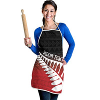 Red Silver Fern Spirit Taniko Tukutuku Personalised Apron LT9 - Polynesian Pride