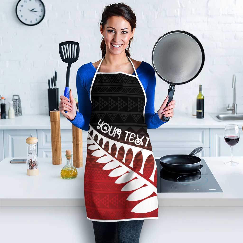 Red Silver Fern Spirit Taniko Tukutuku Personalised Apron LT9 - Polynesian Pride