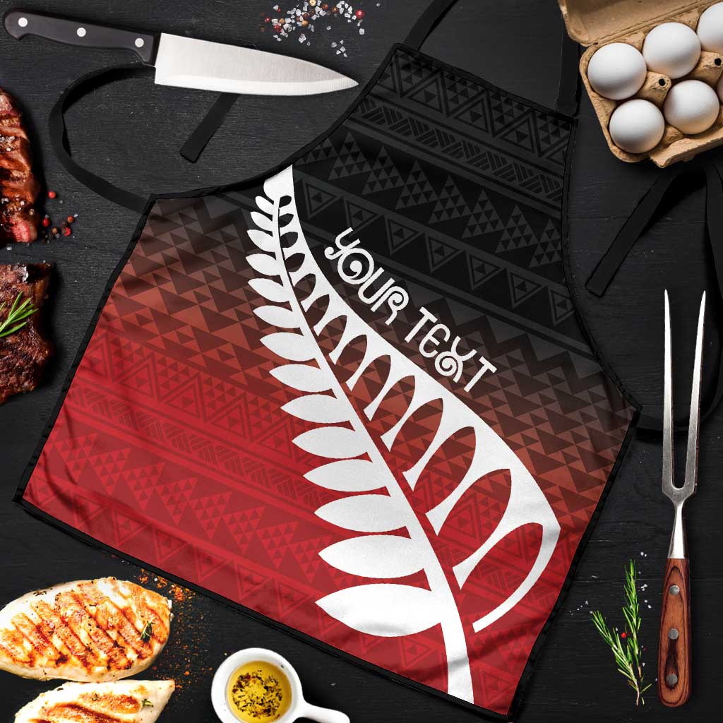 Red Silver Fern Spirit Taniko Tukutuku Personalised Apron LT9 Red - Polynesian Pride