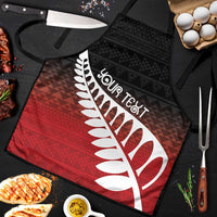 Red Silver Fern Spirit Taniko Tukutuku Personalised Apron LT9 Red - Polynesian Pride