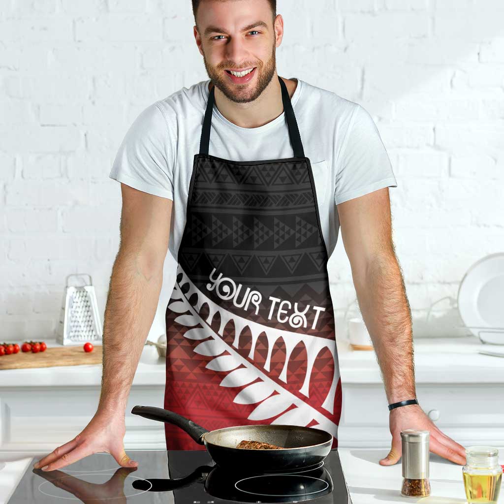 Red Silver Fern Spirit Taniko Tukutuku Personalised Apron LT9 - Polynesian Pride