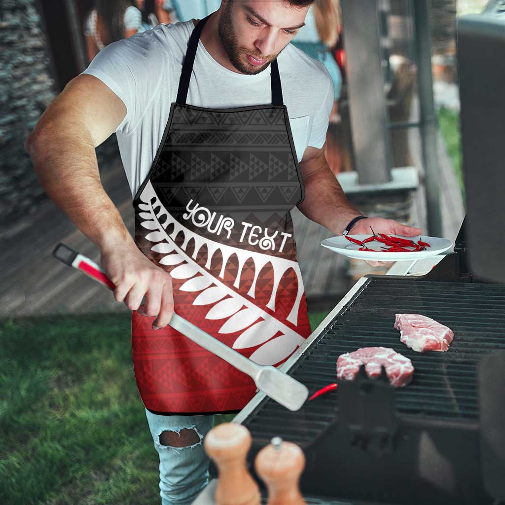 Red Silver Fern Spirit Taniko Tukutuku Personalised Apron LT9 - Polynesian Pride