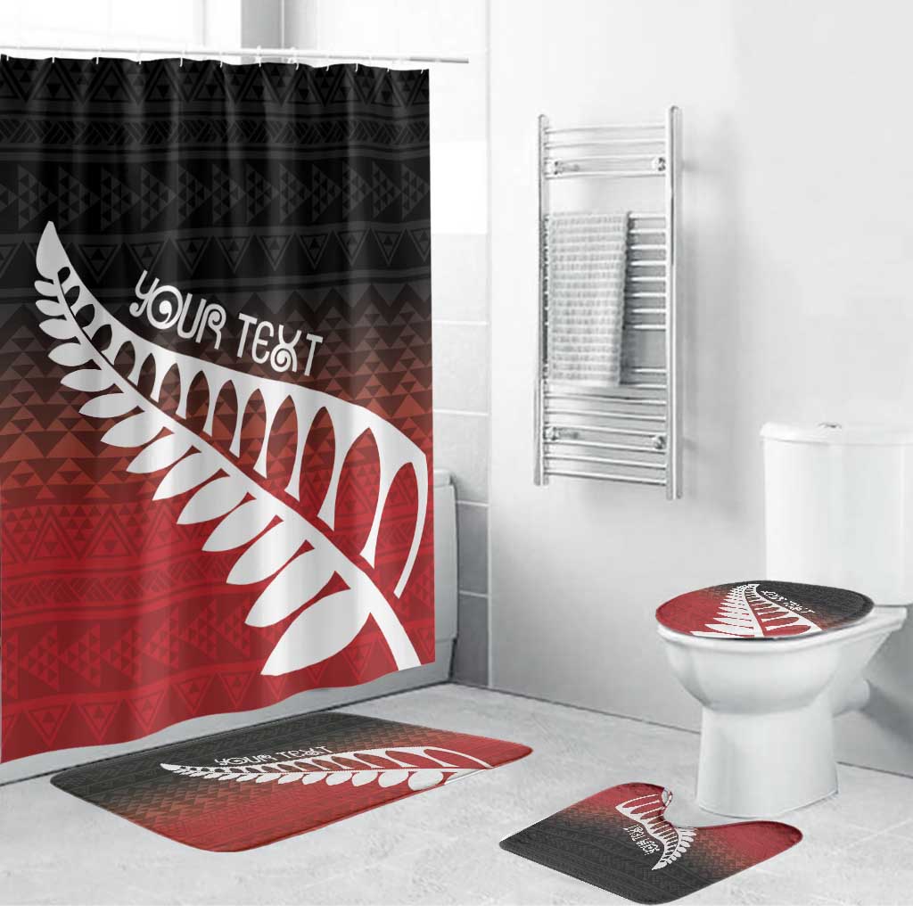 Red Silver Fern Spirit Taniko Tukutuku Personalised Bathroom Set LT9 Bathroom Set (4 pcs) Red - Polynesian Pride