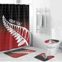 Red Silver Fern Spirit Taniko Tukutuku Personalised Bathroom Set LT9 Bathroom Set (4 pcs) Red - Polynesian Pride