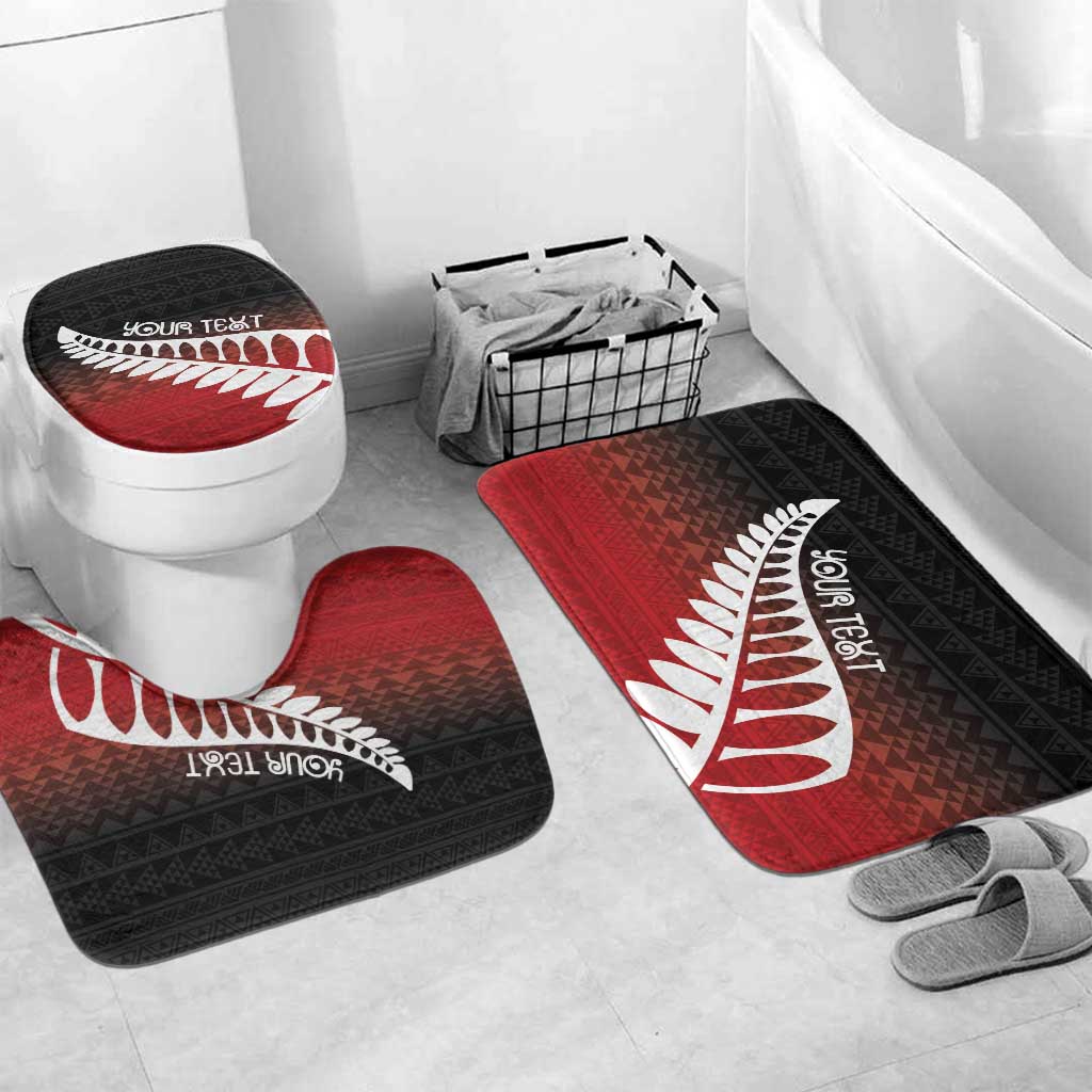 Red Silver Fern Spirit Taniko Tukutuku Personalised Bathroom Set LT9 Mat Set Only (3 pcs) One Size Red - Polynesian Pride
