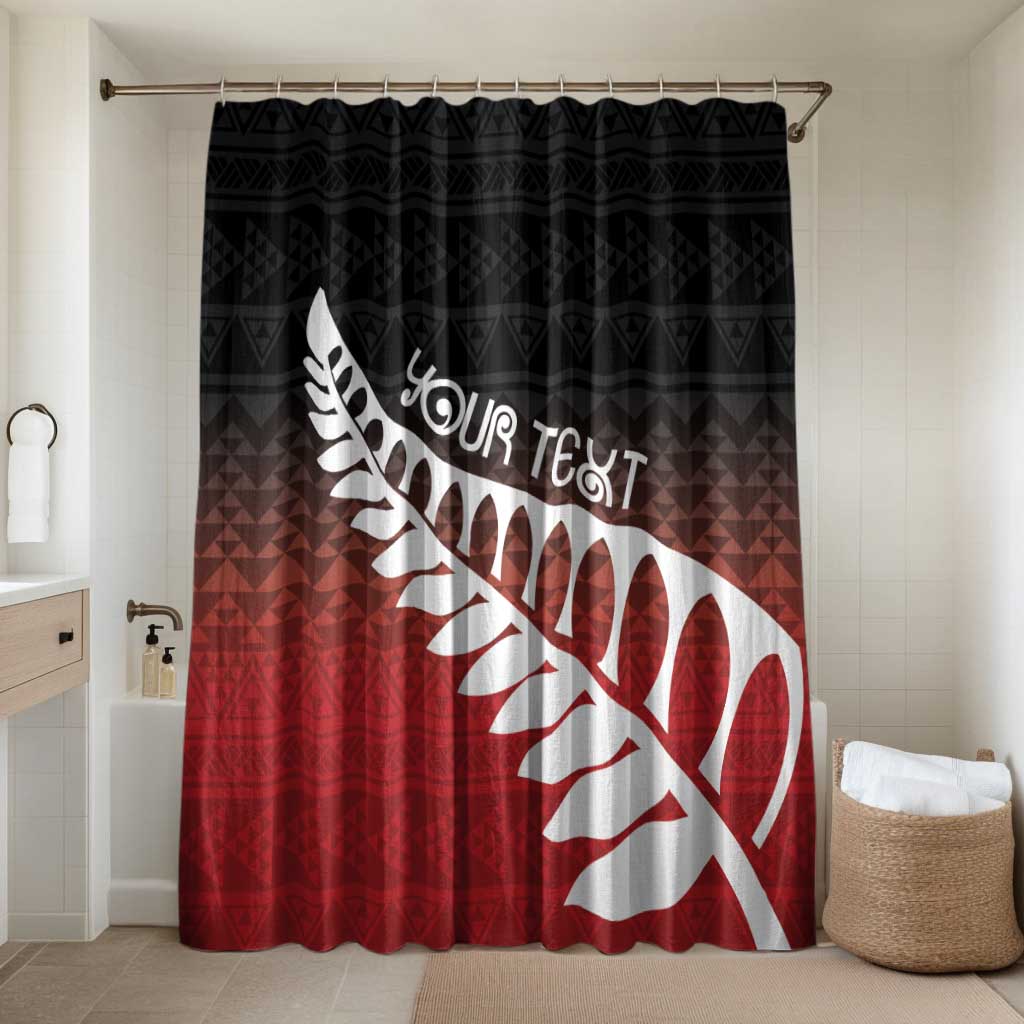 Red Silver Fern Spirit Taniko Tukutuku Personalised Bathroom Set LT9 Shower Curtain Only Red - Polynesian Pride