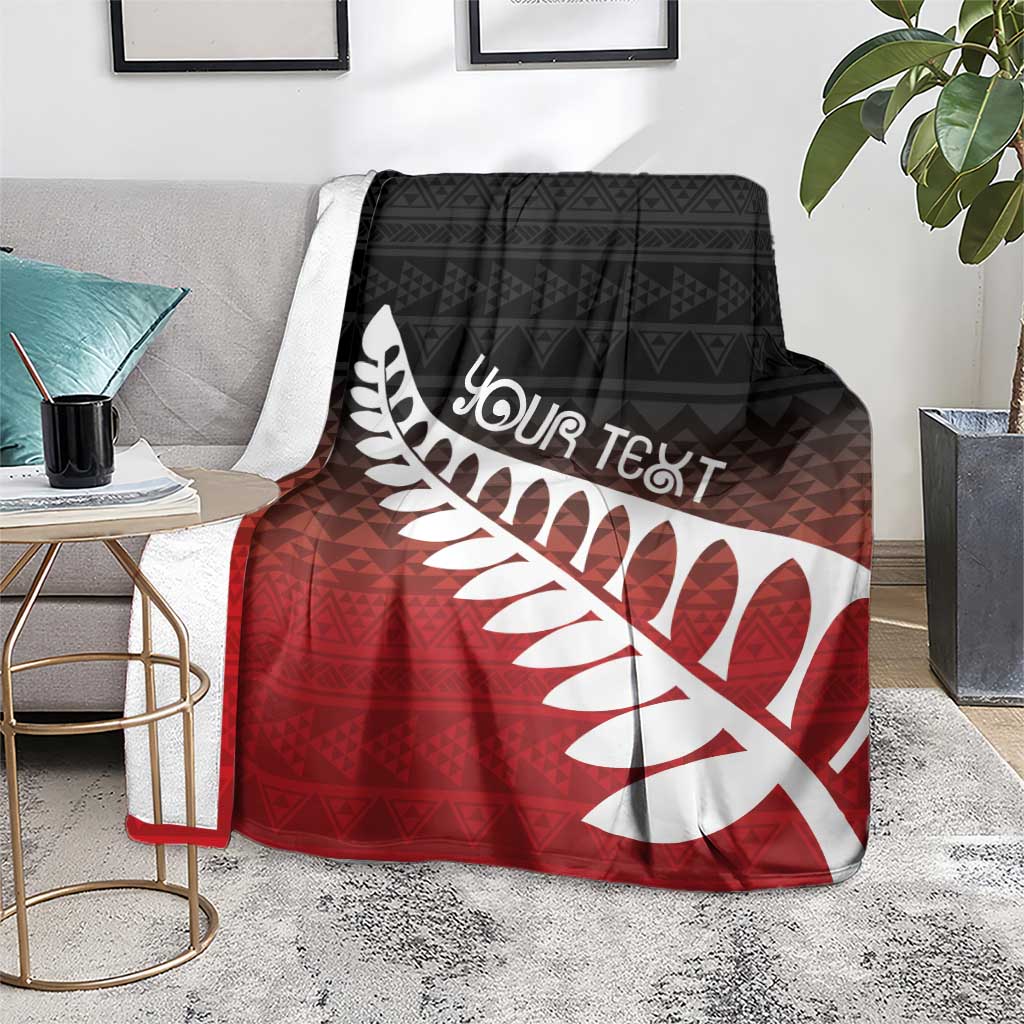 Red Silver Fern Spirit Taniko Tukutuku Personalised Blanket LT9 - Polynesian Pride