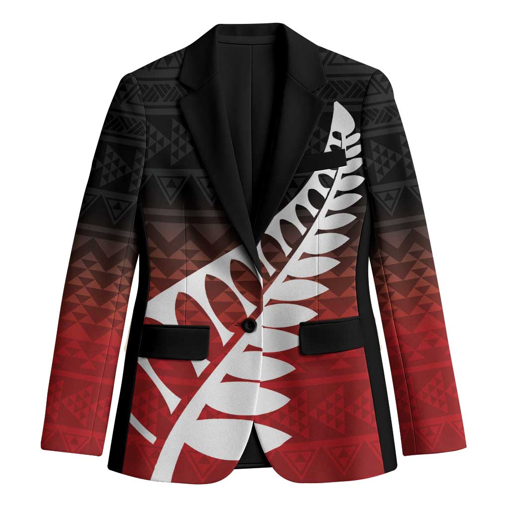 Red Silver Fern Spirit Taniko Tukutuku Personalised Blazer LT9 Unisex Red - Polynesian Pride