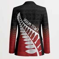 Red Silver Fern Spirit Taniko Tukutuku Personalised Blazer LT9 - Polynesian Pride