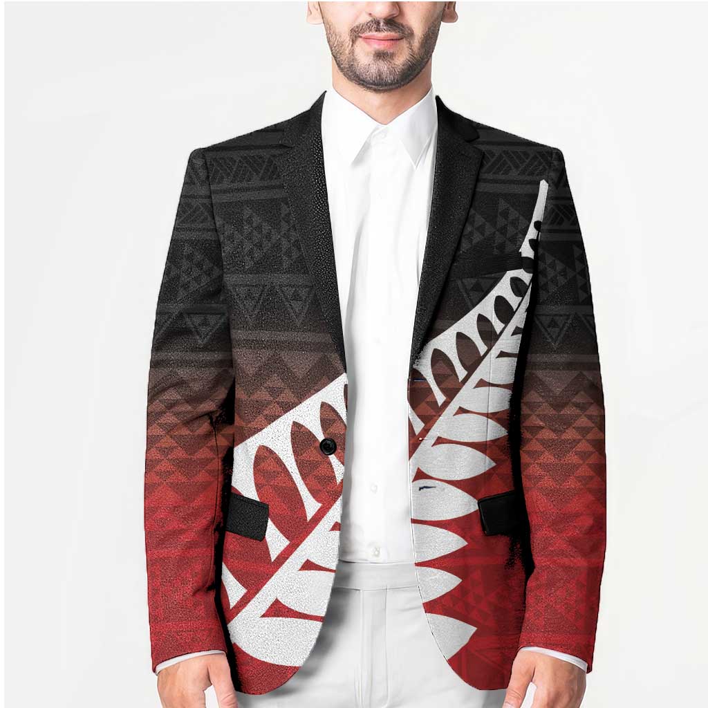 Red Silver Fern Spirit Taniko Tukutuku Personalised Blazer LT9 - Polynesian Pride