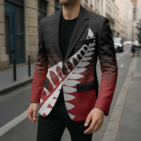 Red Silver Fern Spirit Taniko Tukutuku Personalised Blazer LT9 - Polynesian Pride