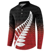 Red Silver Fern Spirit Taniko Tukutuku Personalised Button Sweatshirt LT9 - Polynesian Pride