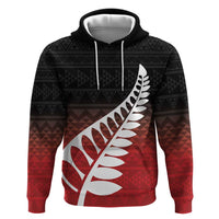 Red Silver Fern Spirit Taniko Tukutuku Personalised Hoodie LT9 Pullover Hoodie Red - Polynesian Pride