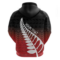 Red Silver Fern Spirit Taniko Tukutuku Personalised Hoodie LT9 - Polynesian Pride
