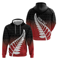 Red Silver Fern Spirit Taniko Tukutuku Personalised Hoodie LT9 - Polynesian Pride