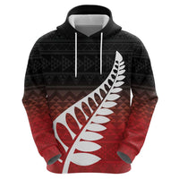 Red Silver Fern Spirit Taniko Tukutuku Personalised Hoodie LT9 - Polynesian Pride