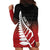 Red Silver Fern Spirit Taniko Tukutuku Personalised Hoodie Dress