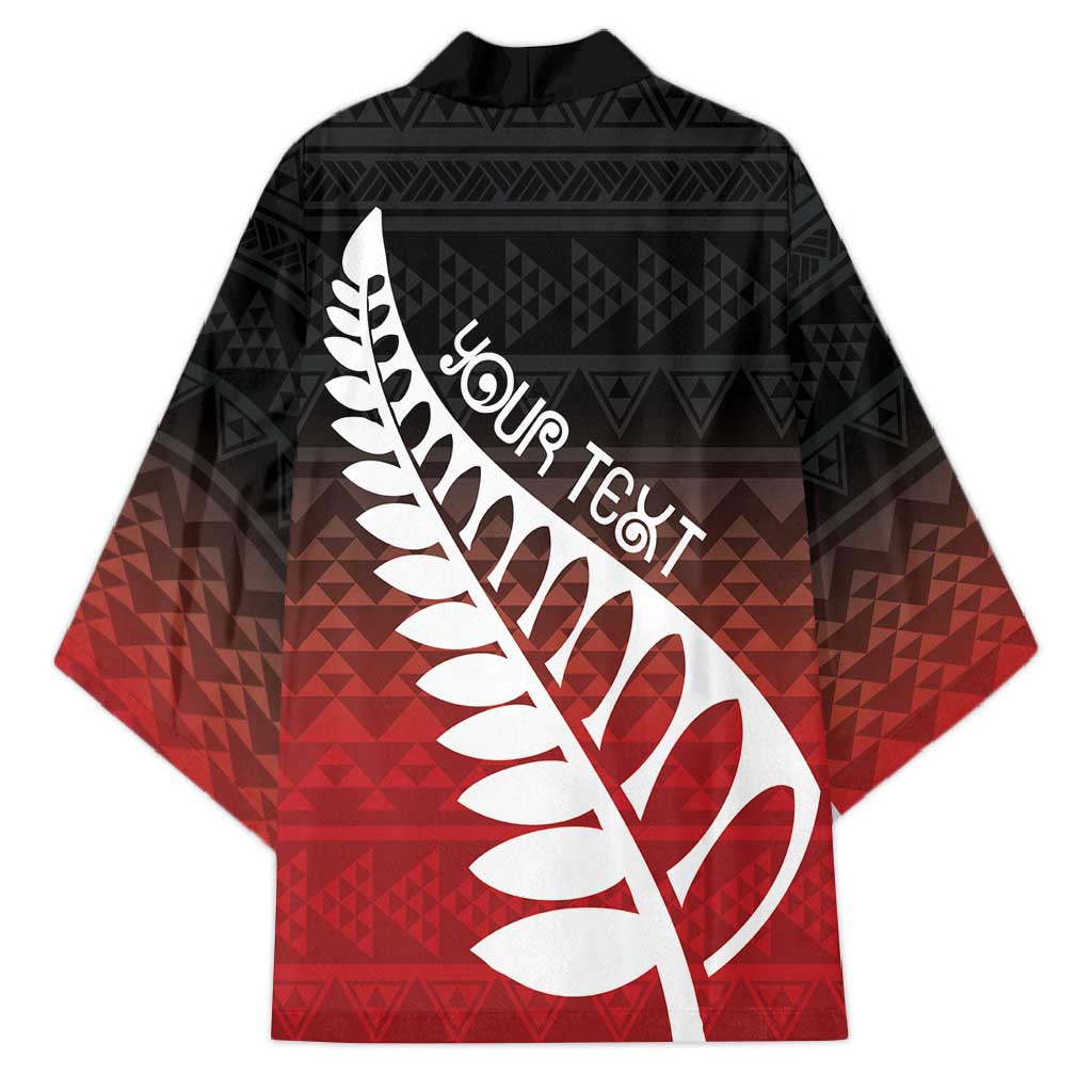 Red Silver Fern Spirit Taniko Tukutuku Personalised Kimono LT9 - Polynesian Pride