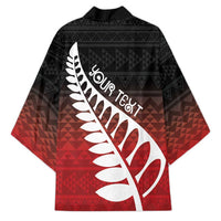 Red Silver Fern Spirit Taniko Tukutuku Personalised Kimono LT9 - Polynesian Pride