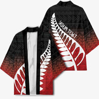 Red Silver Fern Spirit Taniko Tukutuku Personalised Kimono LT9 - Polynesian Pride