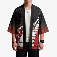 Red Silver Fern Spirit Taniko Tukutuku Personalised Kimono LT9 - Polynesian Pride