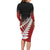 Red Silver Fern Spirit Taniko Tukutuku Personalised Long Sleeve Bodycon Dress