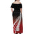 Red Silver Fern Spirit Taniko Tukutuku Personalised Off Shoulder Maxi Dress