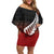 Red Silver Fern Spirit Taniko Tukutuku Personalised Off Shoulder Short Dress