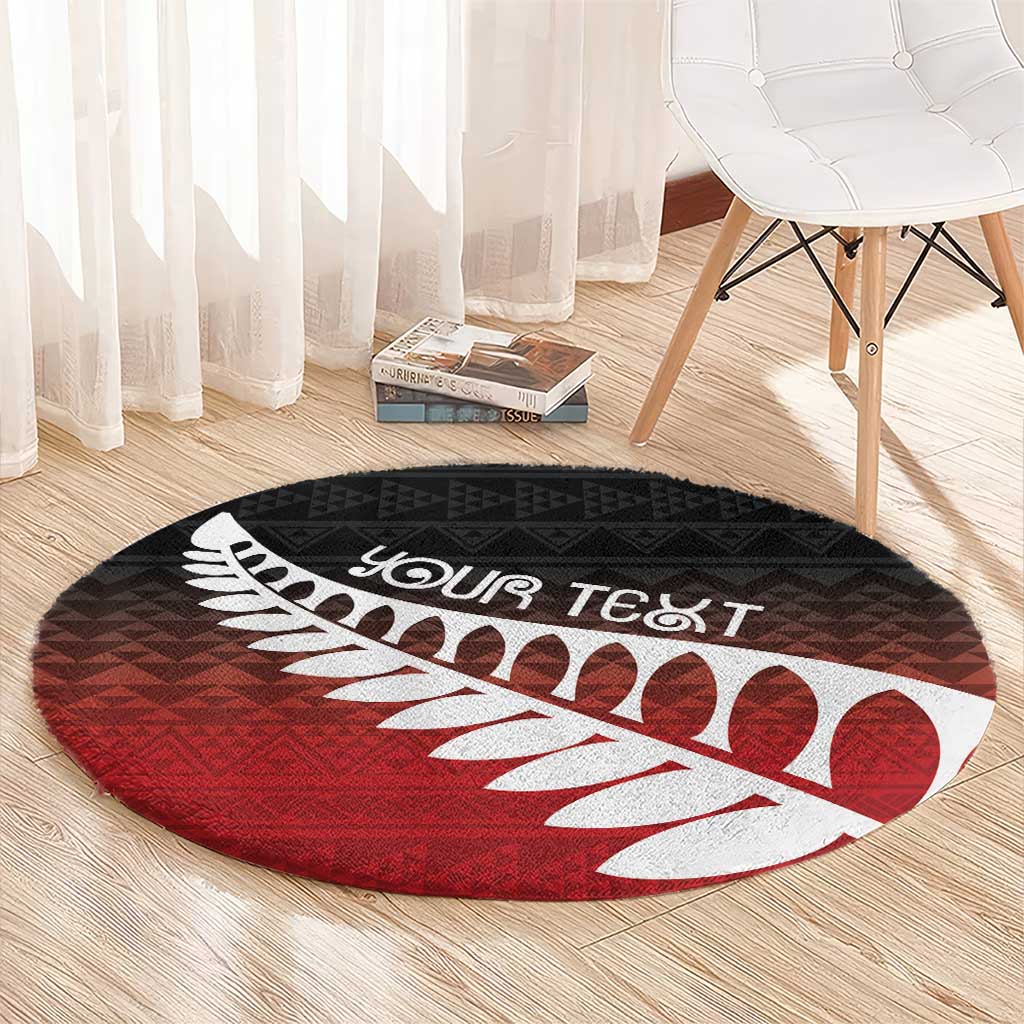 Red Silver Fern Spirit Taniko Tukutuku Personalised Round Carpet LT9 - Polynesian Pride