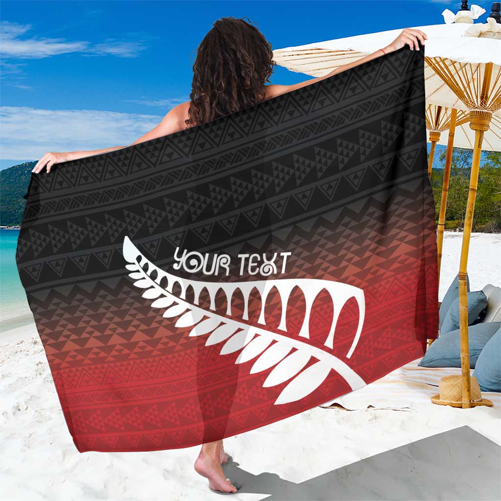 Red Silver Fern Spirit Taniko Tukutuku Personalised Sarong LT9 One Size 44 x 66 inches Red - Polynesian Pride