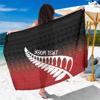 Red Silver Fern Spirit Taniko Tukutuku Personalised Sarong LT9 One Size 44 x 66 inches Red - Polynesian Pride