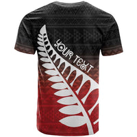 Red Silver Fern Spirit Taniko Tukutuku Personalised T Shirt LT9 - Polynesian Pride