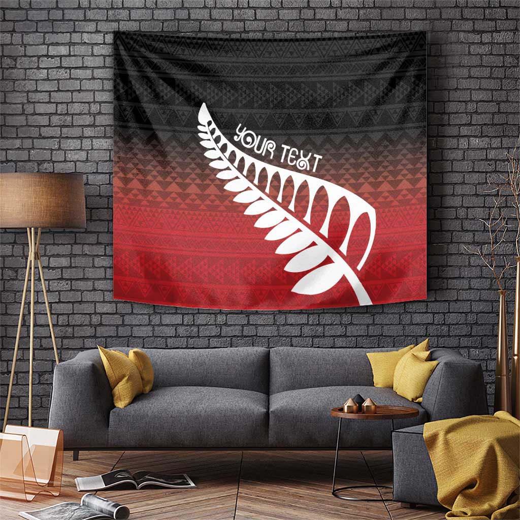 Red Silver Fern Spirit Taniko Tukutuku Personalised Tapestry LT9 Red - Polynesian Pride