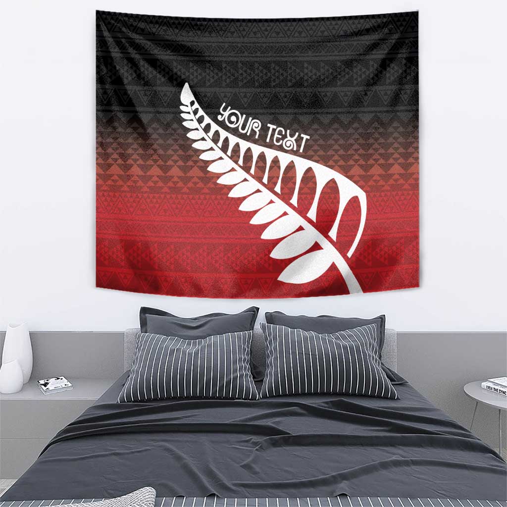 Red Silver Fern Spirit Taniko Tukutuku Personalised Tapestry LT9 - Polynesian Pride