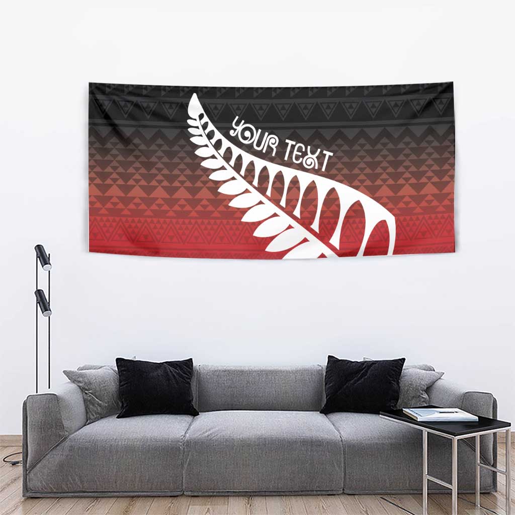 Red Silver Fern Spirit Taniko Tukutuku Personalised Tapestry LT9 - Polynesian Pride