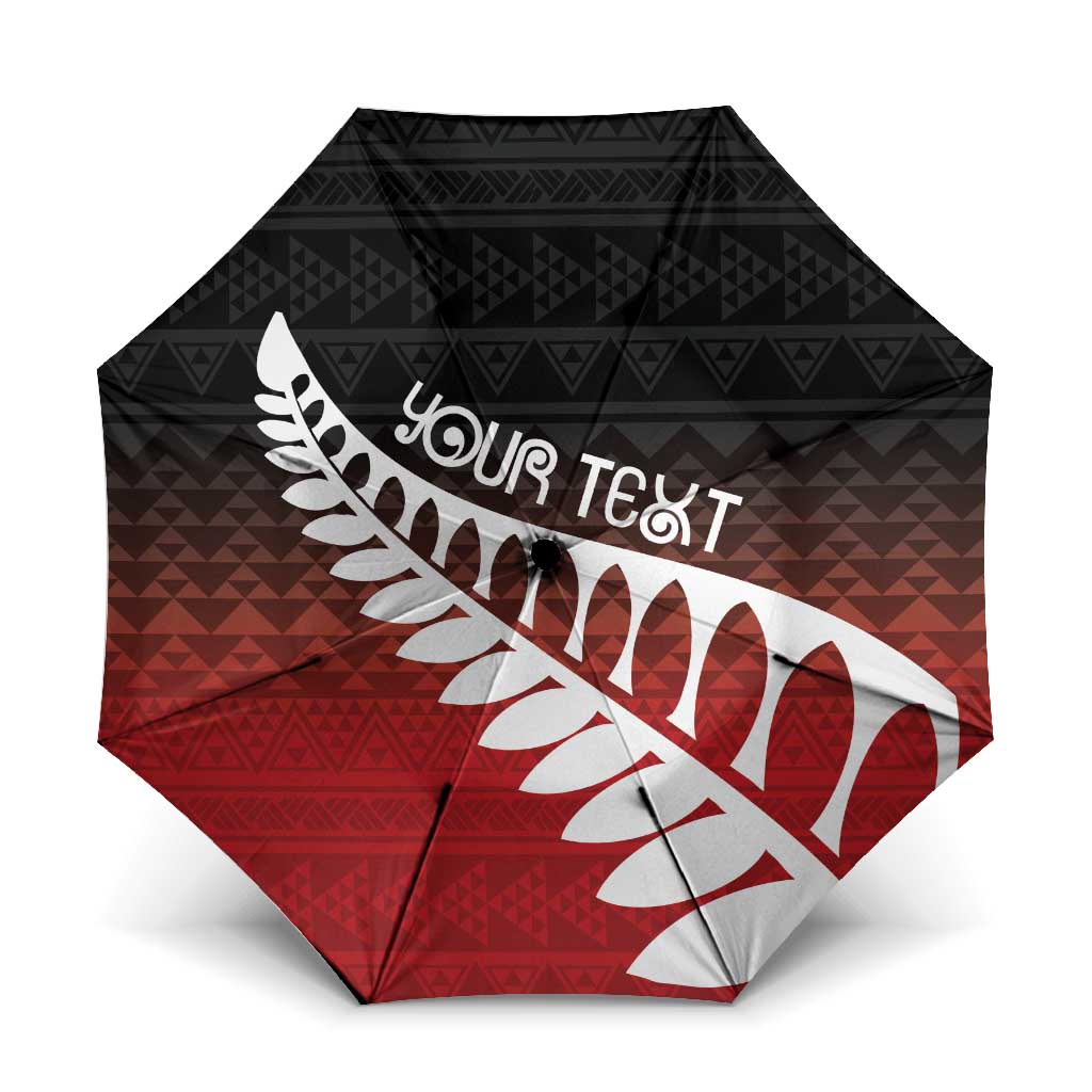 Red Silver Fern Spirit Taniko Tukutuku Personalised Umbrella LT9 One Size Folded 11.42 inch Opened Diameter 37.4 inch Red - Polynesian Pride