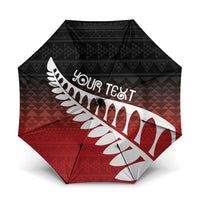 Red Silver Fern Spirit Taniko Tukutuku Personalised Umbrella LT9 One Size Folded 11.42 inch Opened Diameter 37.4 inch Red - Polynesian Pride