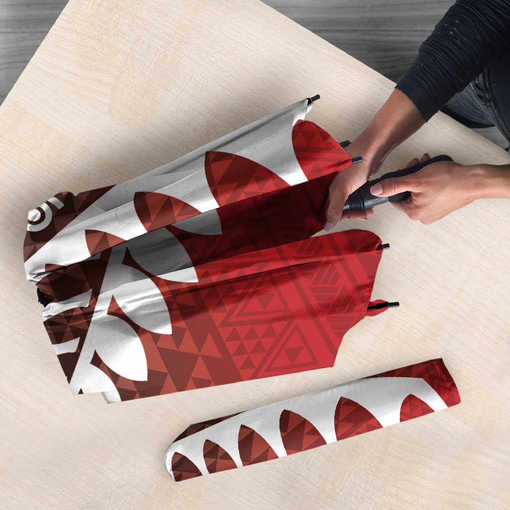 Red Silver Fern Spirit Taniko Tukutuku Personalised Umbrella LT9 - Polynesian Pride