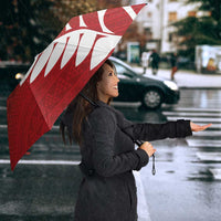 Red Silver Fern Spirit Taniko Tukutuku Personalised Umbrella LT9 - Polynesian Pride
