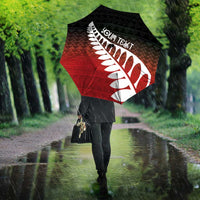 Red Silver Fern Spirit Taniko Tukutuku Personalised Umbrella LT9 - Polynesian Pride