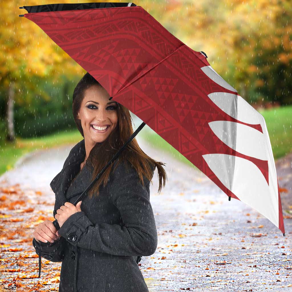 Red Silver Fern Spirit Taniko Tukutuku Personalised Umbrella LT9 - Polynesian Pride