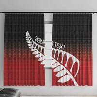 Red Silver Fern Spirit Taniko Tukutuku Personalised Window Curtain LT9 With Hooks Red - Polynesian Pride